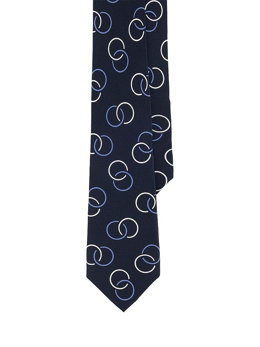 Men's Linked-Circles Silk Crepe Tie - Navy