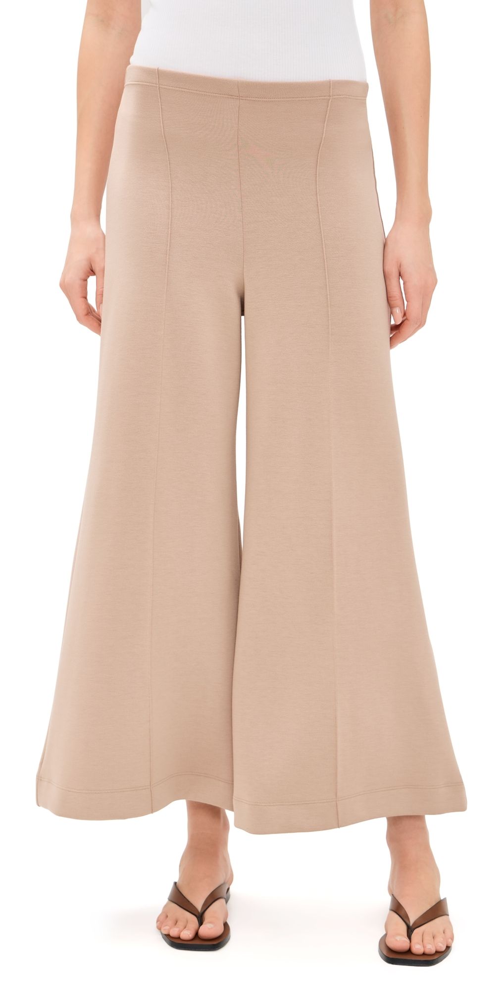 RIPLEY RADER Scuba Cropped Wide Leg Pants Tan S