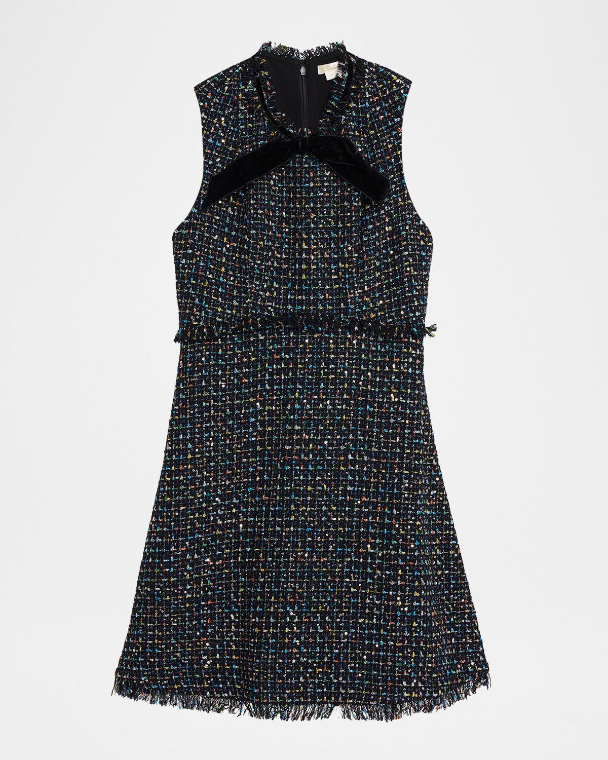 Alicia Bow-Front Shimmer Tweed Mini Dress