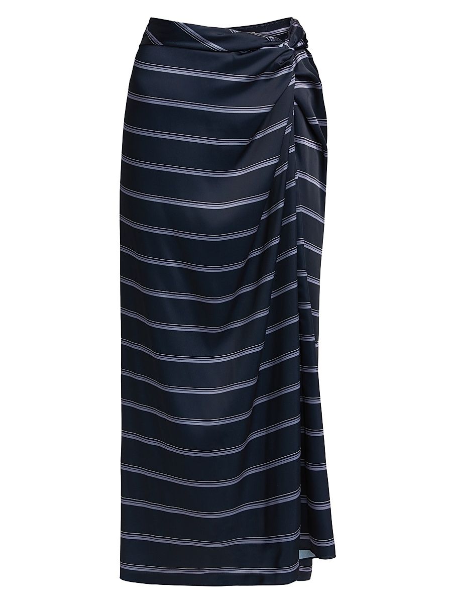 Women's Rugby Stripe Gathered Skirt - Coastal Slate - Size 8