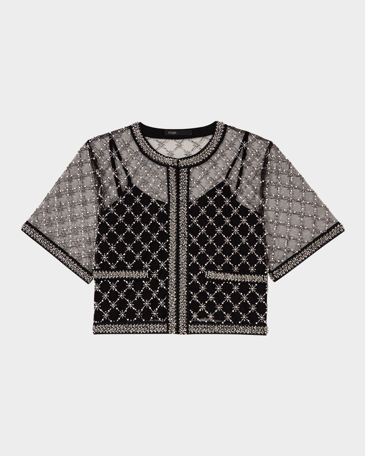 Lione Sizelle Embroidered Tulle Top