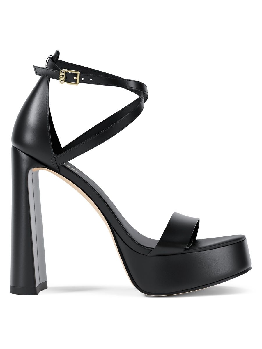 MICHAEL Michael Kors Women's Cami 125MM Leather Platform Sandals - Black - Size 11