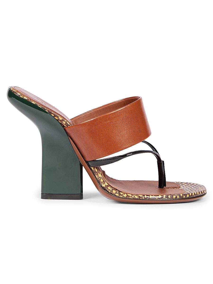 Women's Contrast Wedge Heel Leather Sandals - Burgundy - Size 9.5