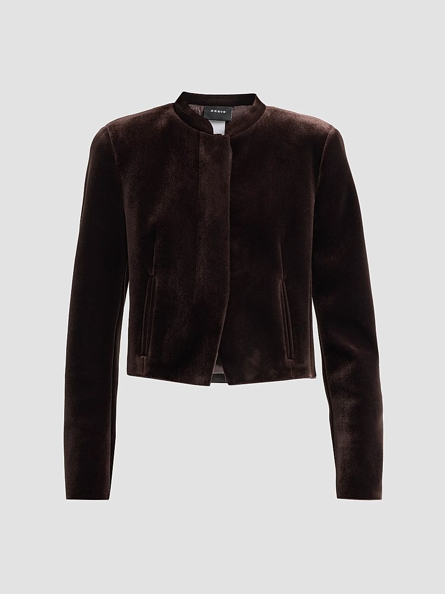 Women's Kadet Velvet Crop Jacket - Coffee - Size 14
