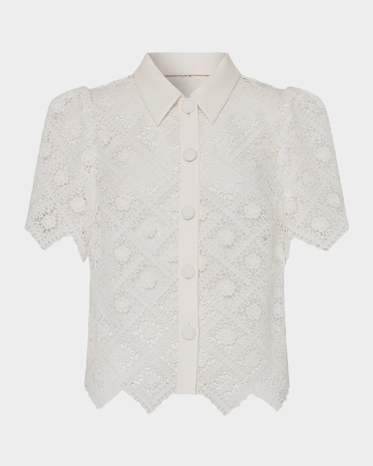 Addison Geometric Floral Lace Blouse