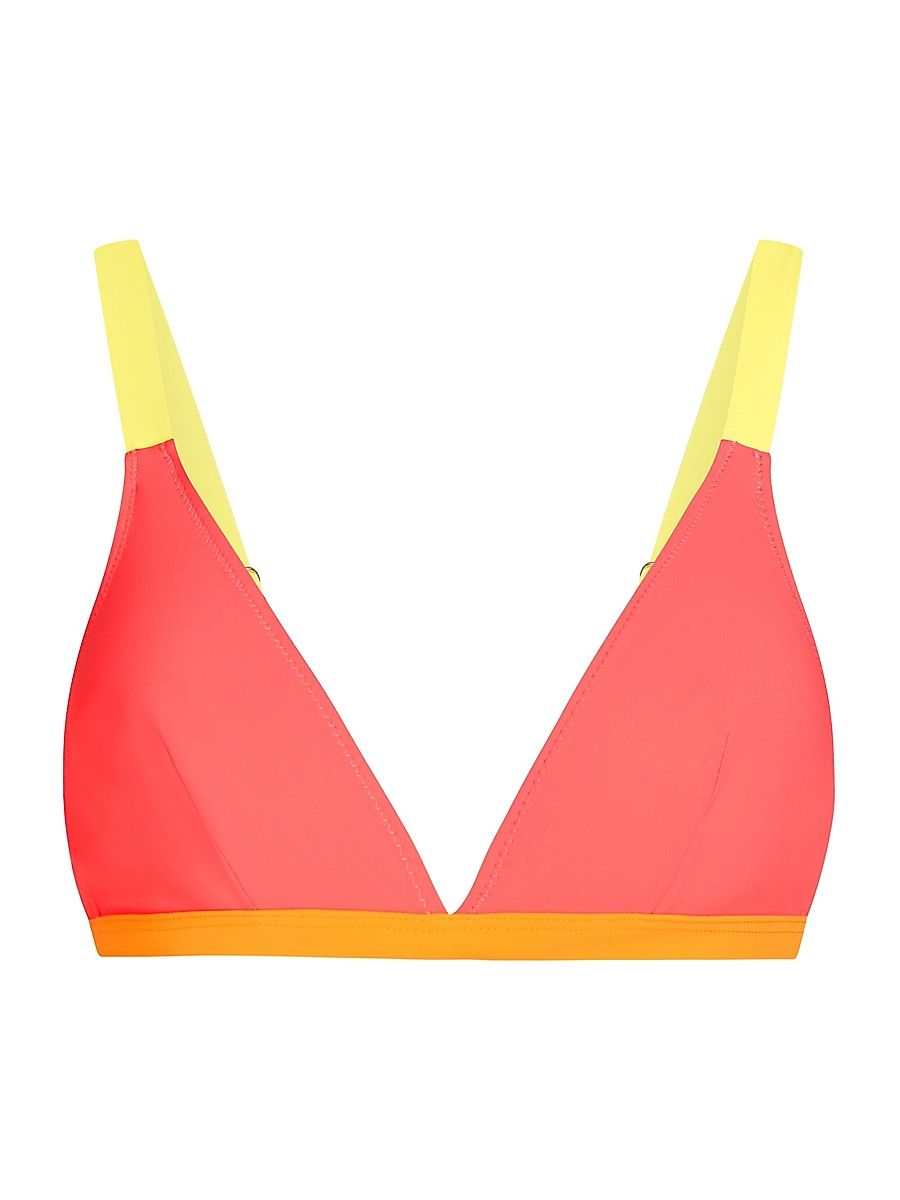 Women's St Barth's Triangle Bikini Top - Coral - Size Large
