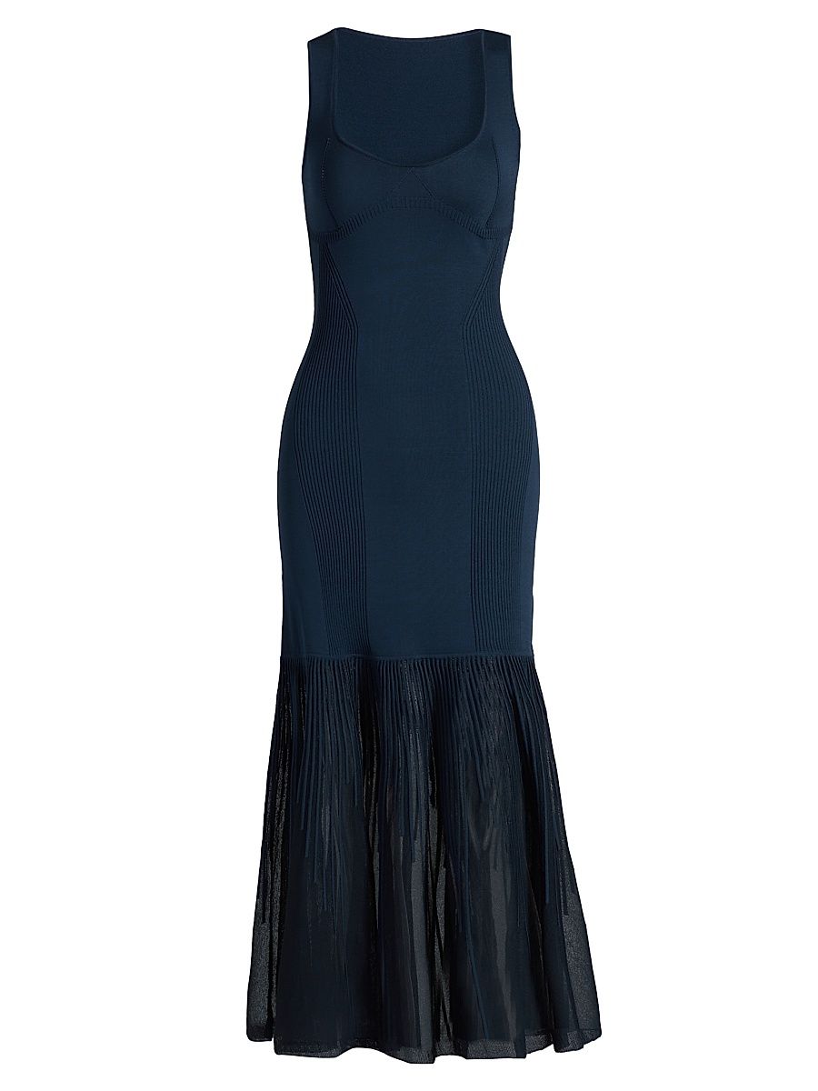 Women's Pointelle Degrade Knit Cocktail Dress - Navy - Size XL