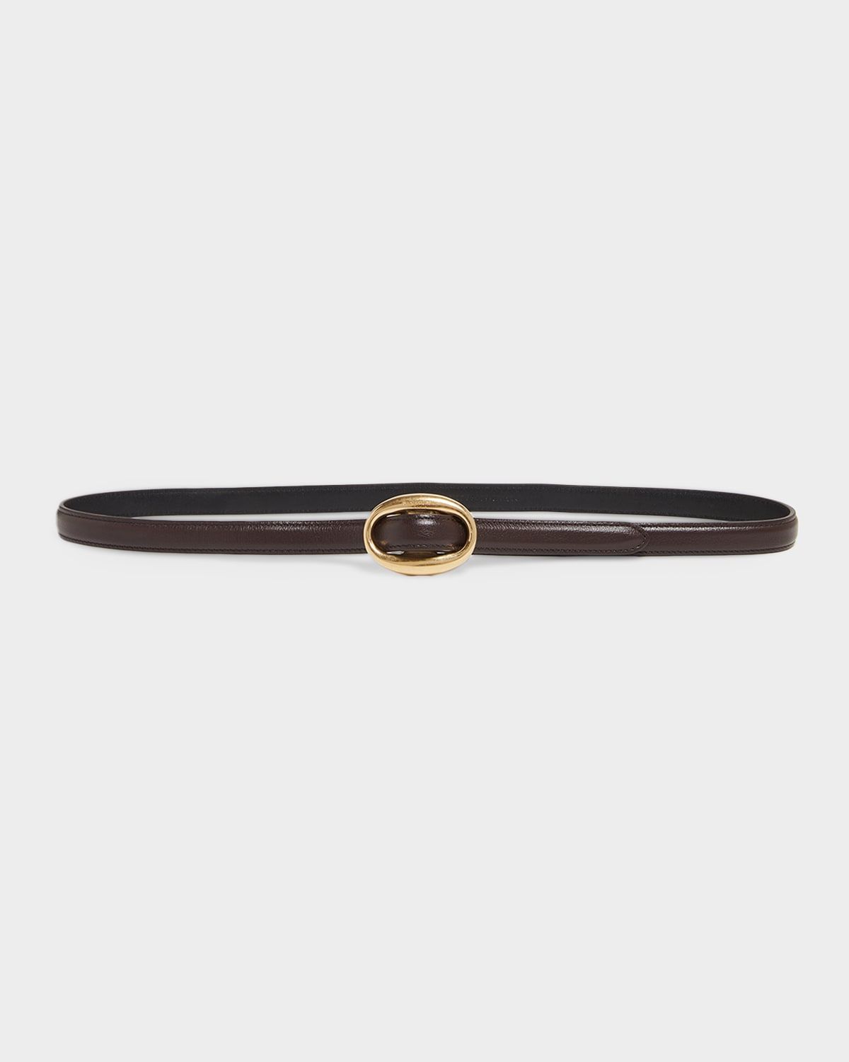 Double Oval Skinny Leather Belt