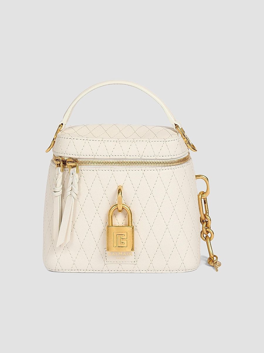 Balmain Women's Pulse Leather Vanity Bag - Creme