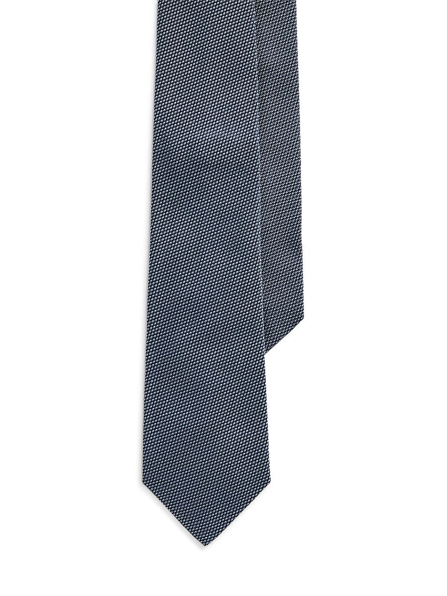 Men's Bond St Geometric Silk Tie - Navy Green