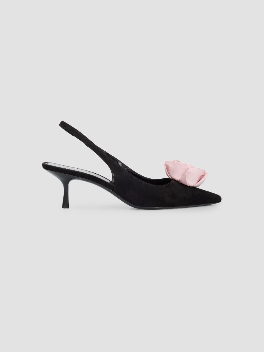 Stuart Weitzman Women's Paloma Rose 50MM Suede Slingback Pumps - Black Pink Marshmello - Size 11
