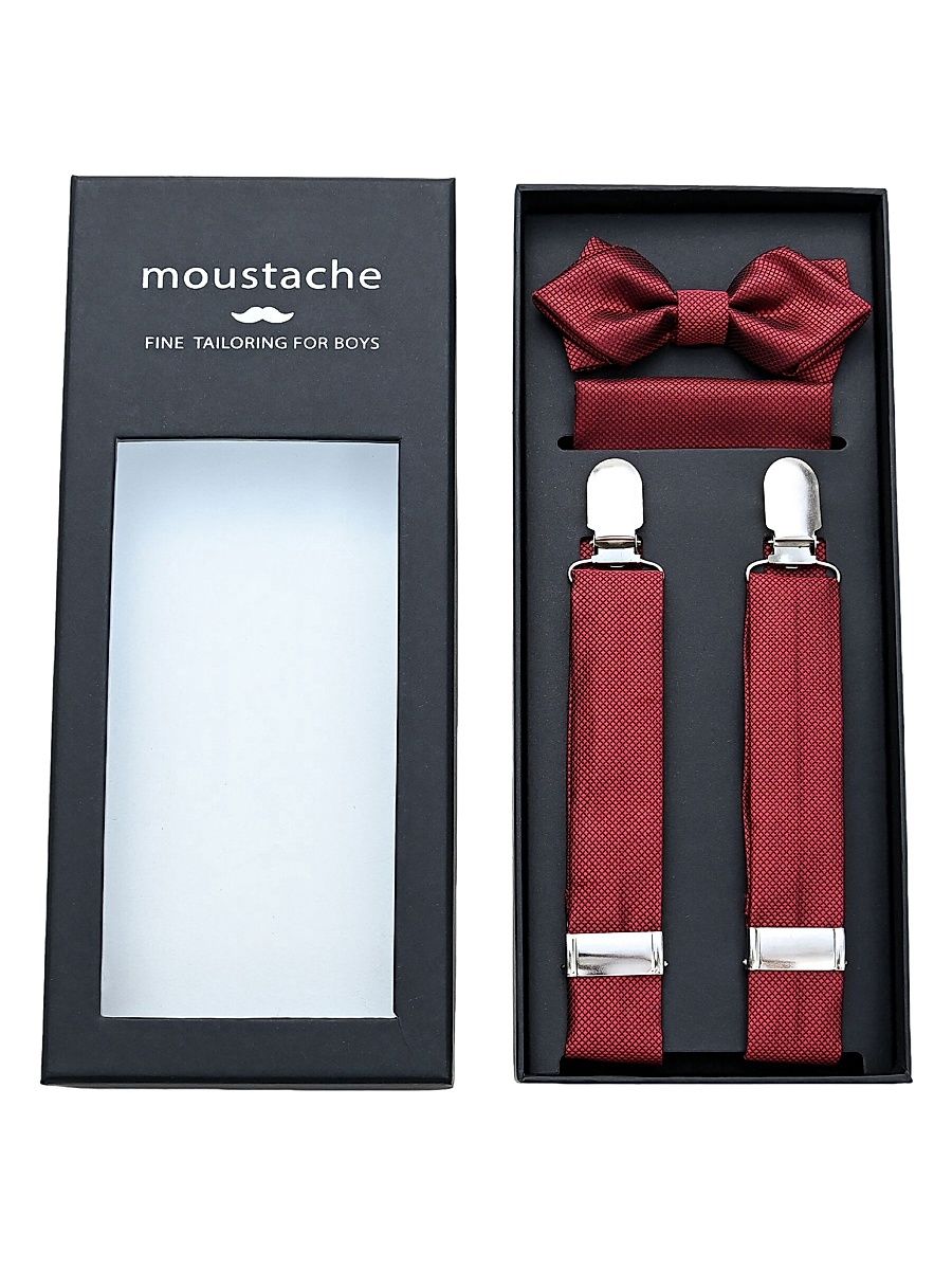 Crosshatch Suspender Set - Red