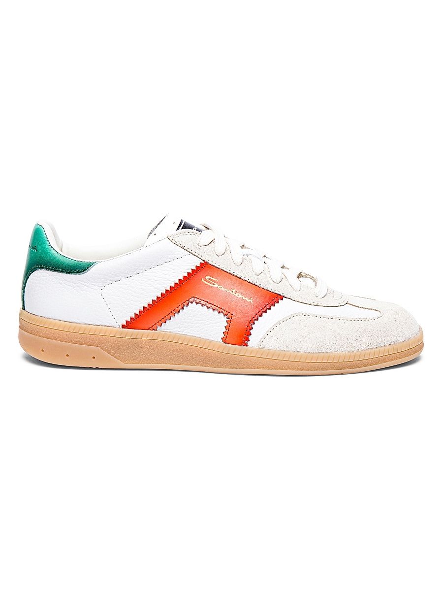Women's Colorblocked Leather Low-Top Sneakers - White - Size 11.5