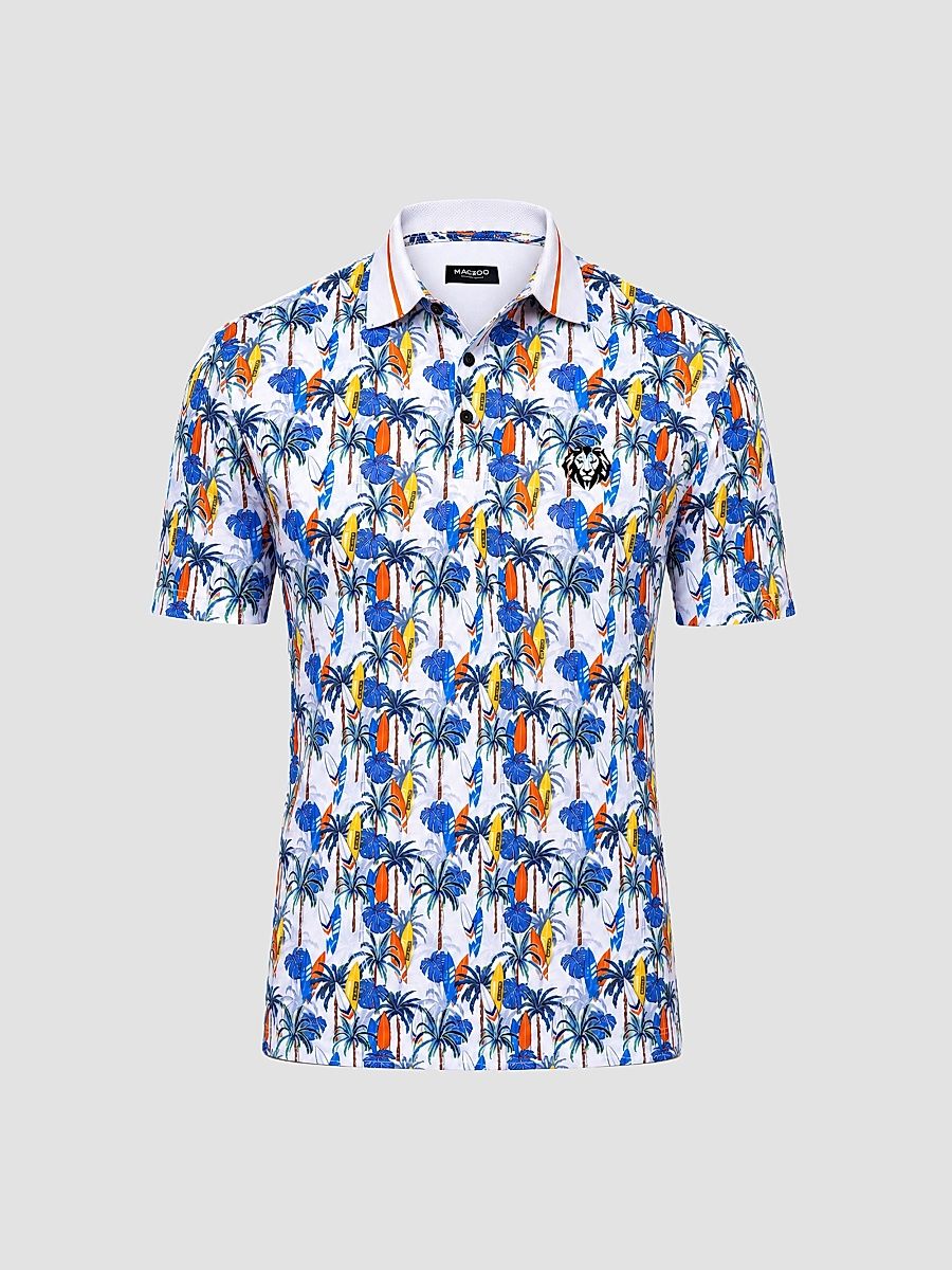 Men's Golf Polo Shirt - White Multi - Size Small