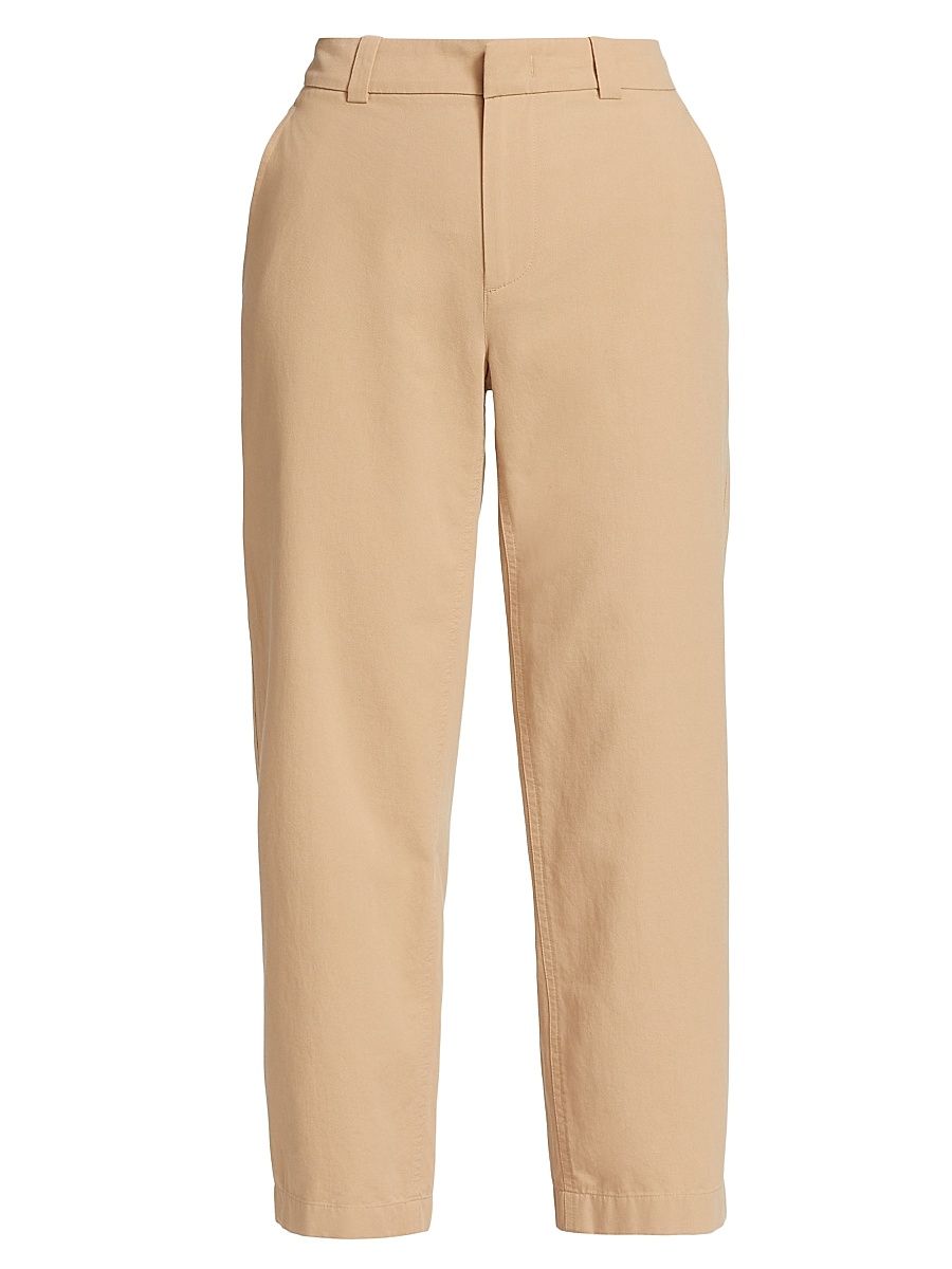 Women's Washed Cotton Mid-Rise Crop Pants - Pale Wheat - Size 16