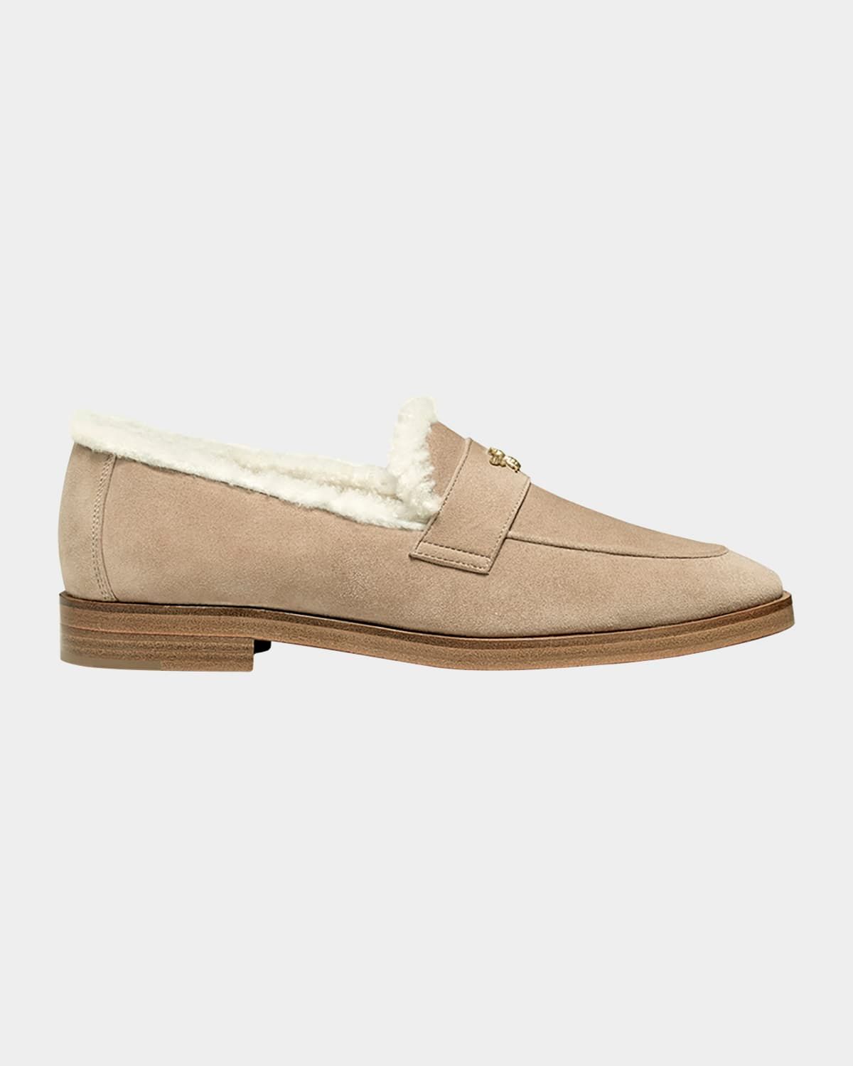 Flaneur Curly Shearling-Lined Suede Loafers