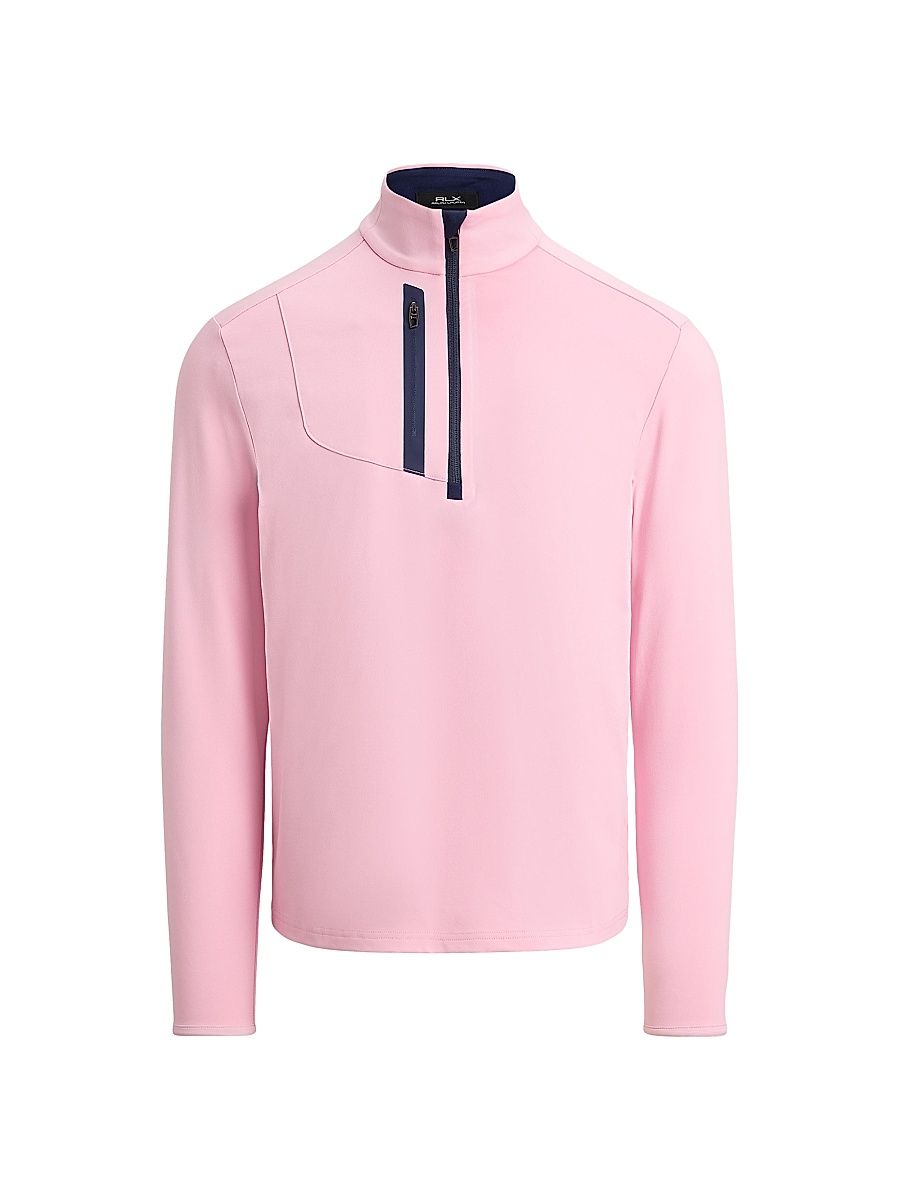 Men's Jersey Contrast Half-Zip Pullover - Carmel Pink - Size XXL
