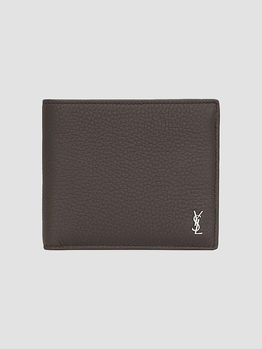 Saint Laurent Men's Tiny Cassandre Wallet with Coin Purse in Grained Leather - Urban Grey
