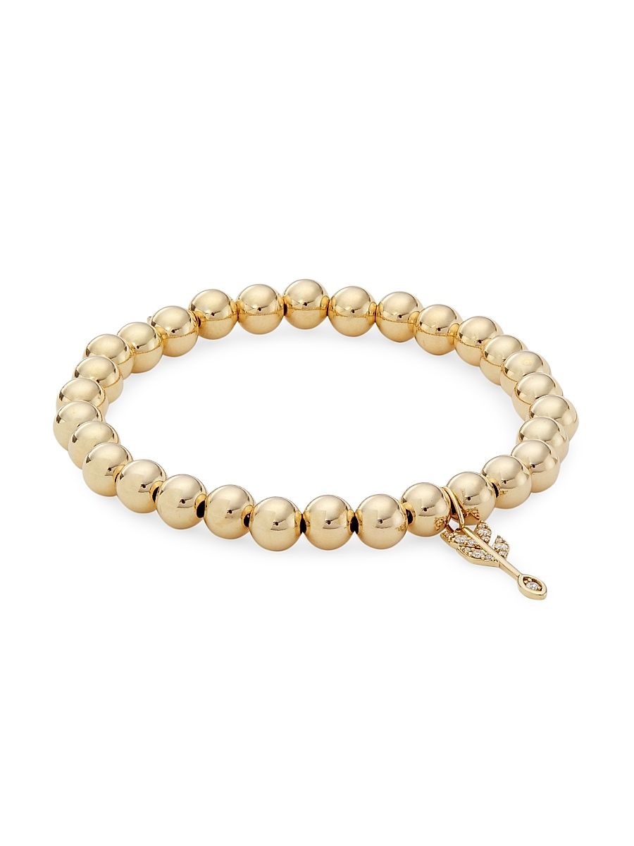 Women's 14K Yellow Gold & Diamond Arrow-Charm Stretch Bracelet