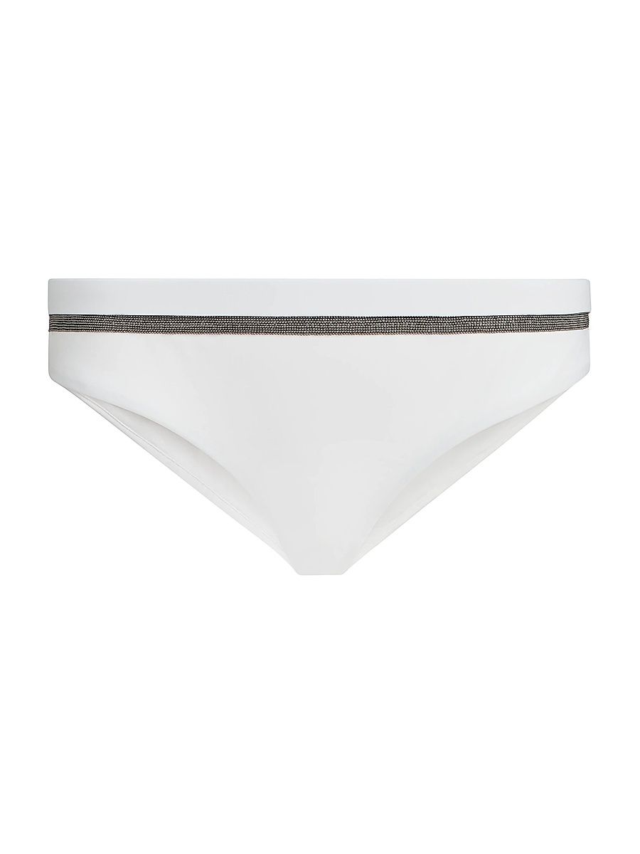 Women's Techno Jersey Bikini Bottoms with Monili - White - Size 12