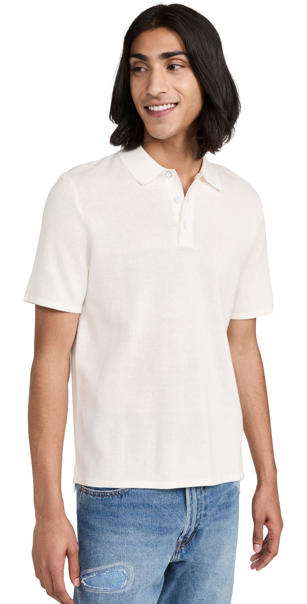 rag & bone Harvey Knit Polo Ivory XXL