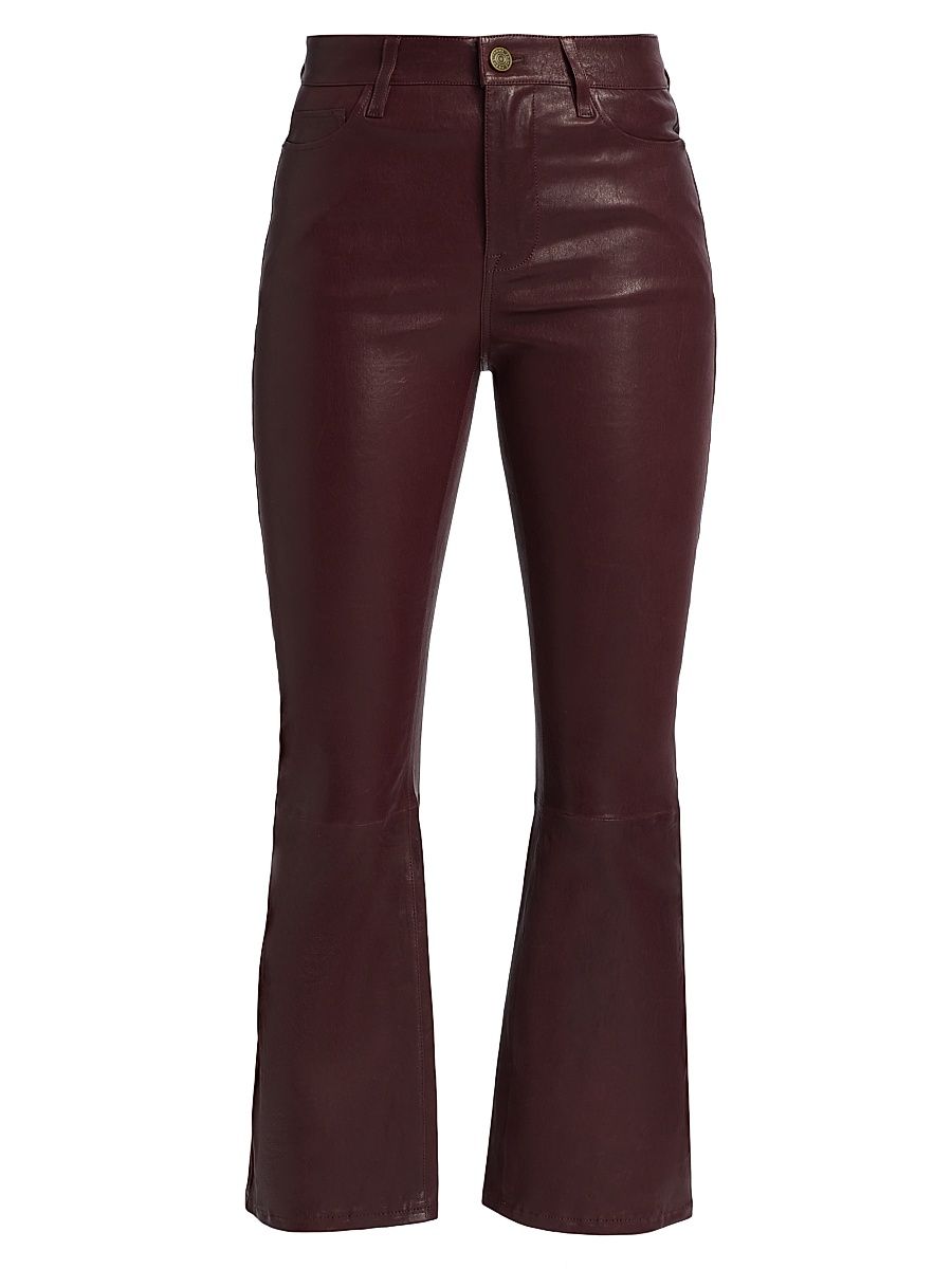 Women's Le Crop Leather Mini Boot Pants - Wine - Size 28