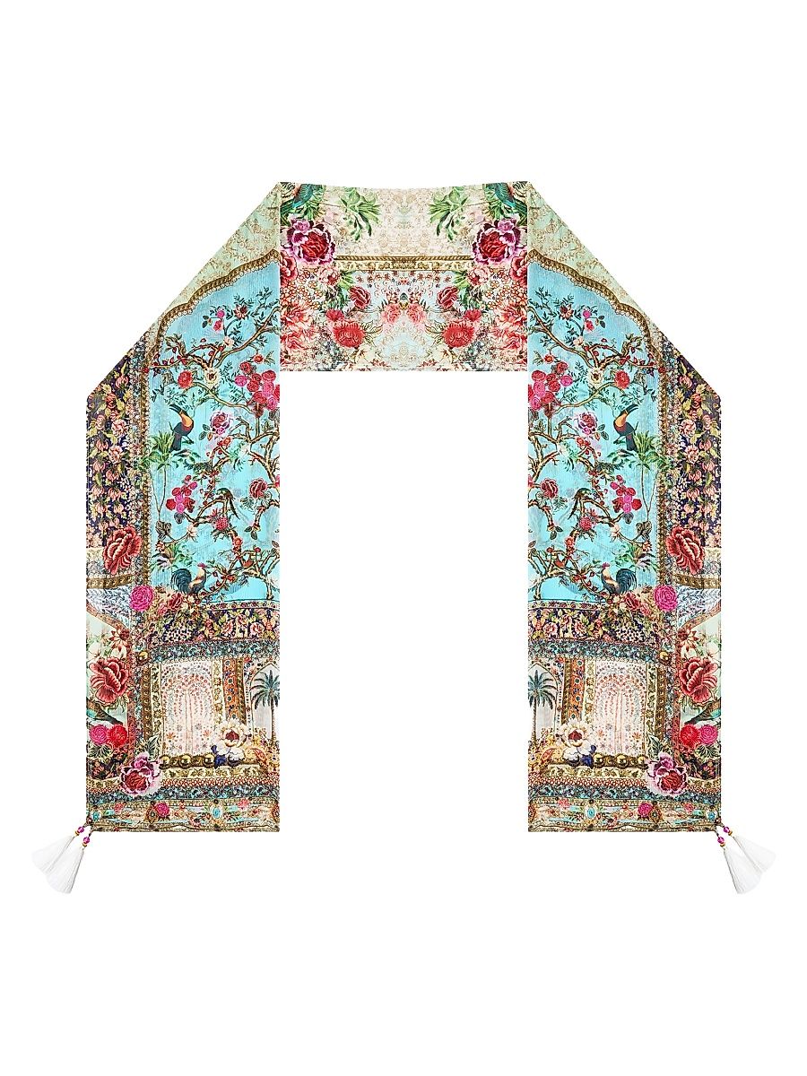 Women's Long Silk Crinkle Chiffon Scarf - Sultans And Queens