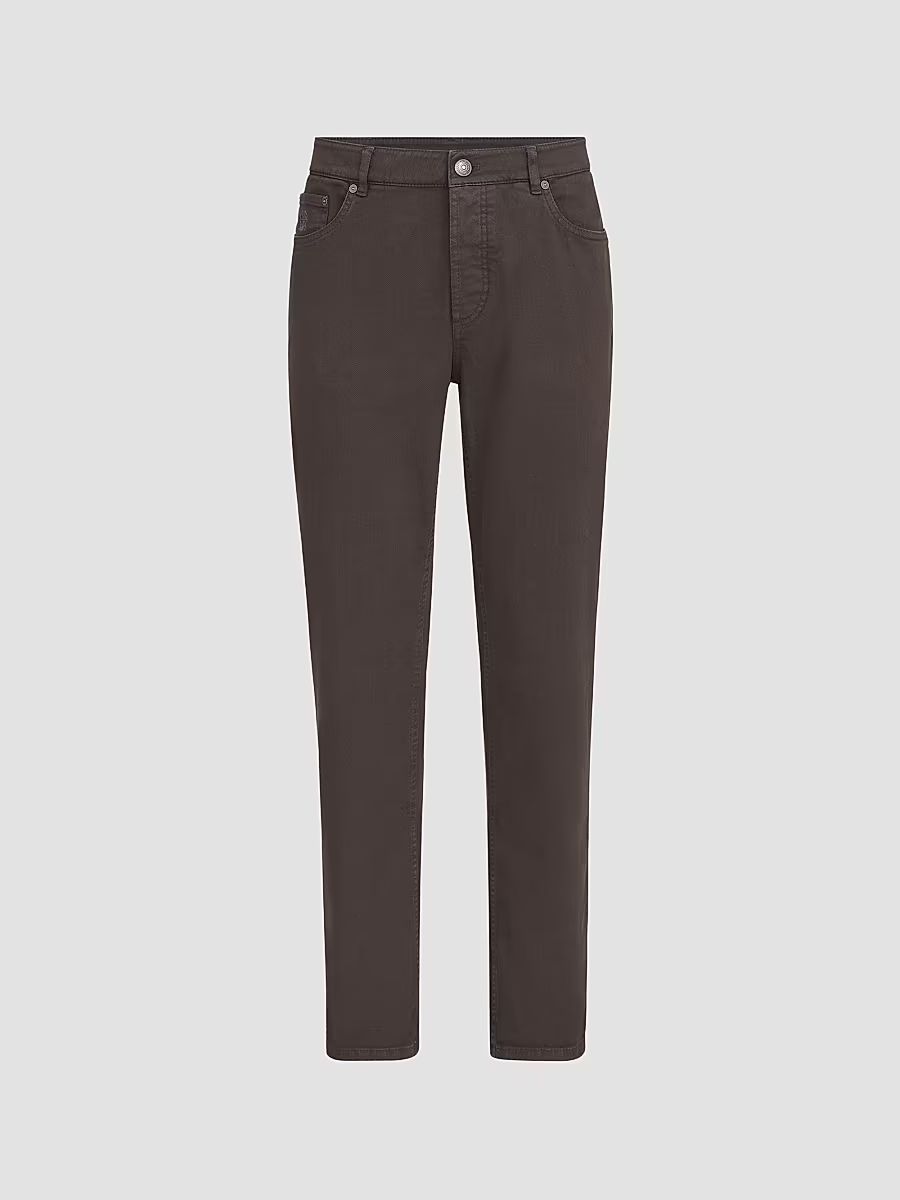 Men's Lightweight Denim Traditional Fit Five-Pocket Jeans - Brown - Size 50