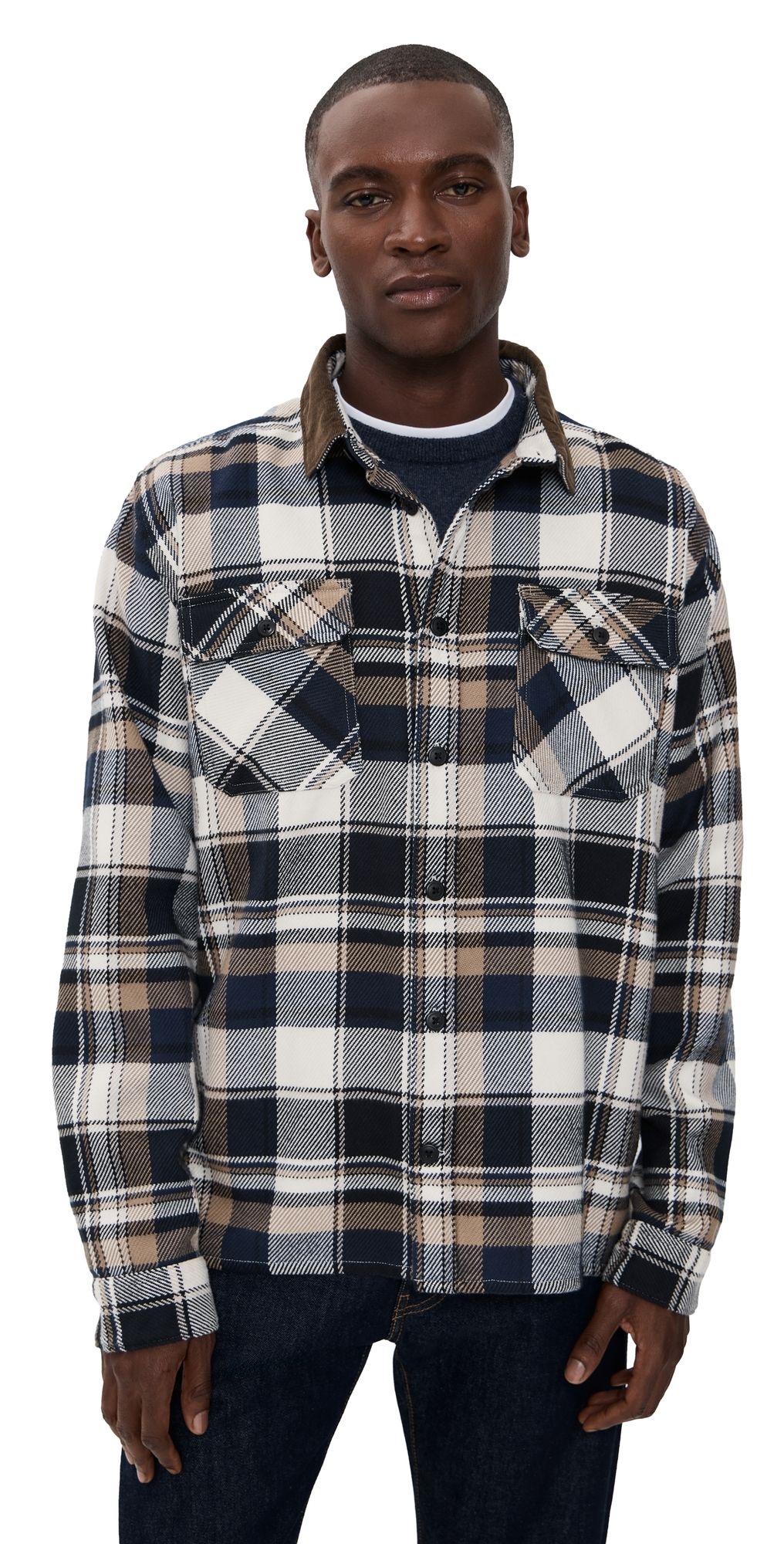 Barbour Grasmoor Relaxed Checked Shirt Navy M