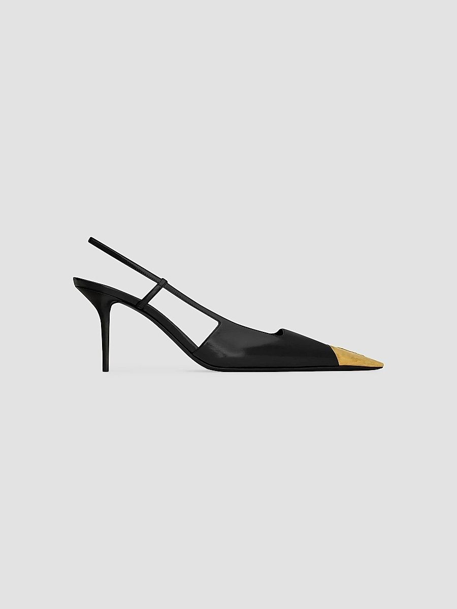 Saint Laurent Women's Jeanne Slingback Pumps in Smooth Leather - Black - Size 11.5