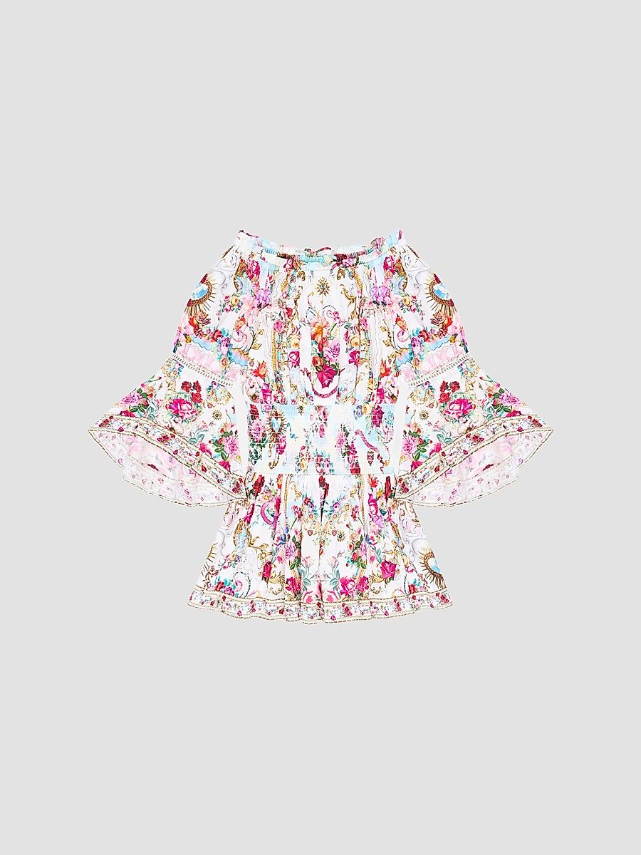 Little Girl's & Girl's Floral Shirred Off-The -Shoulder Top - Torero Libertine - Size 8