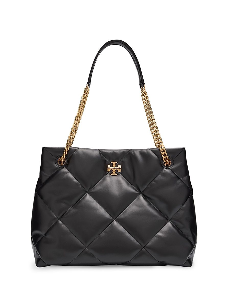 Women's Kira Diamond-Quilted Leather Tote Bag - Black
