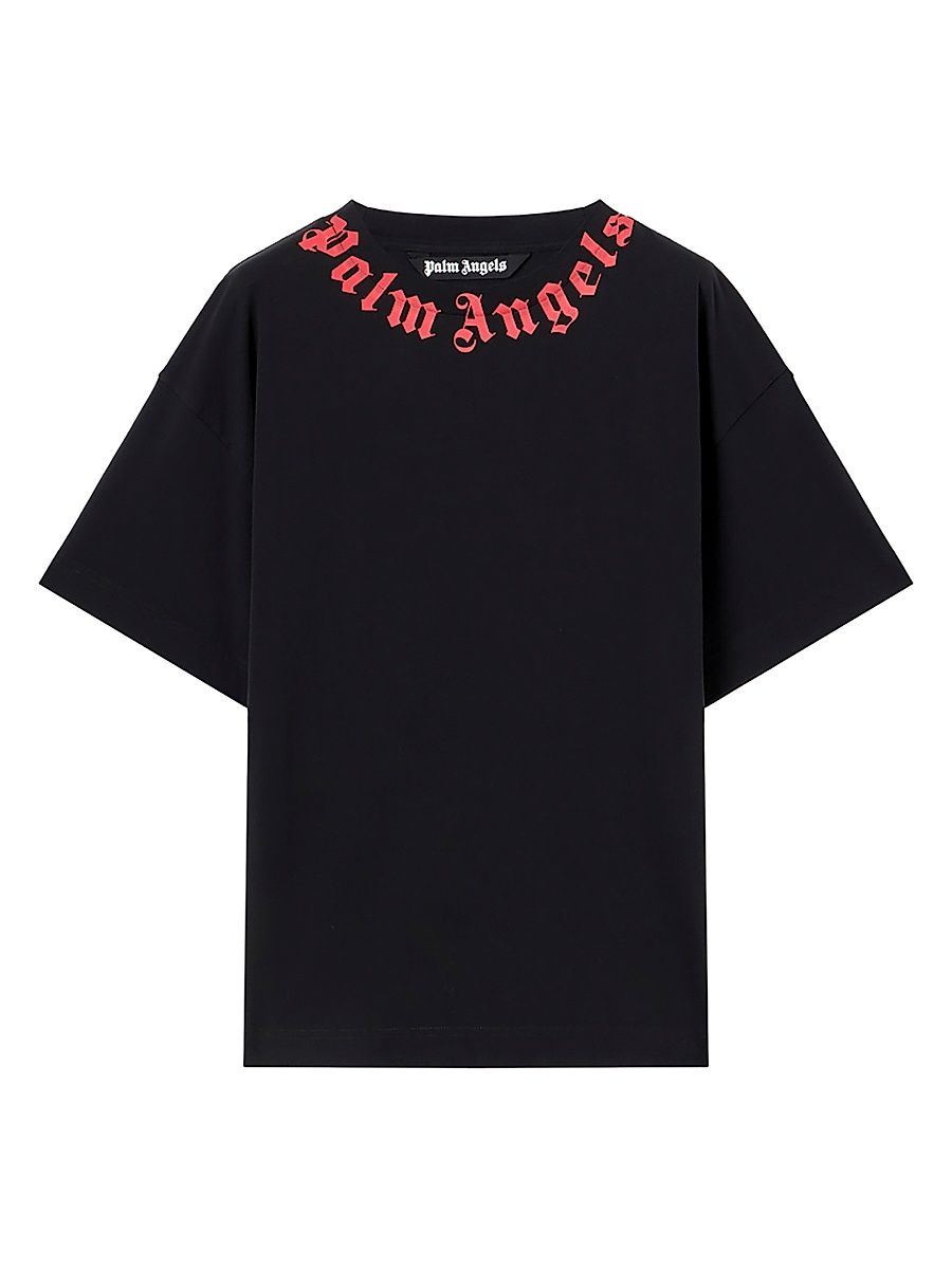 Men's Logo Crewneck Cotton T-Shirt - Black Red - Size XXL