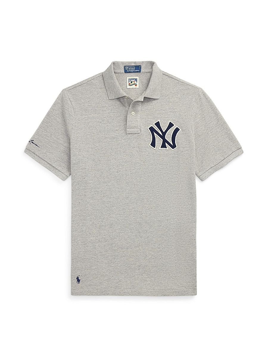 Men's Yankees Cotton Polo Shirt - Loft Heather Grey - Size Small