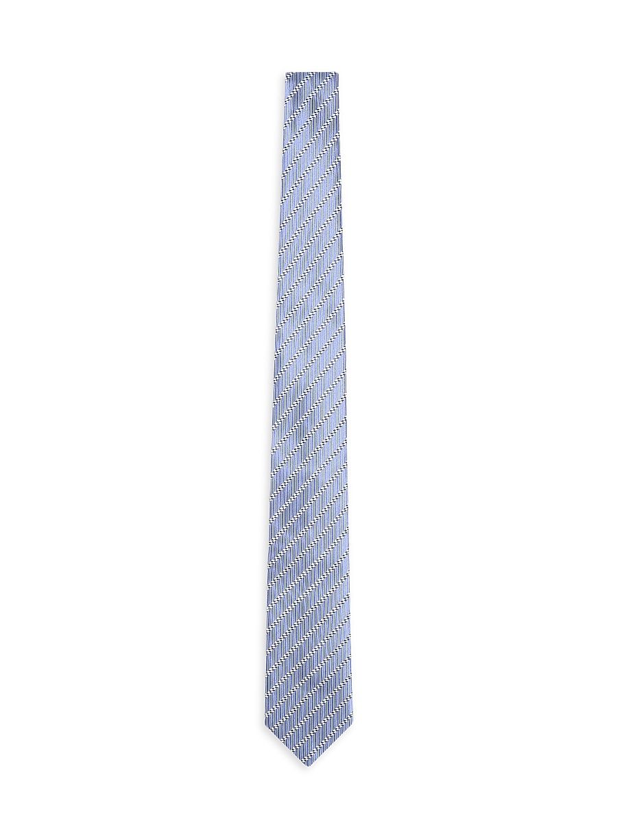 Men's Diagonal Striped Silk Jacquard Tie - Lavanda