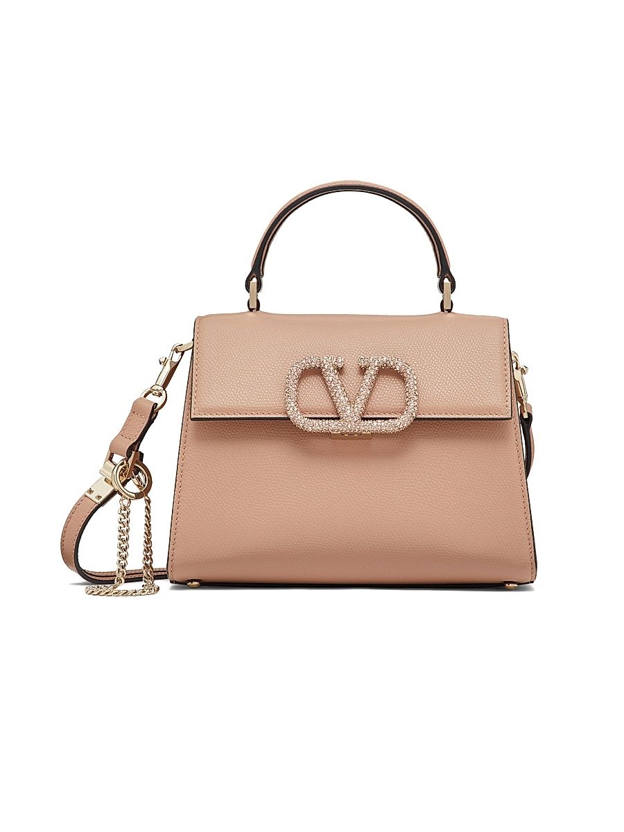 Women's Small V Sling Handbag with Jewel Embroidery - Rose Cannelle