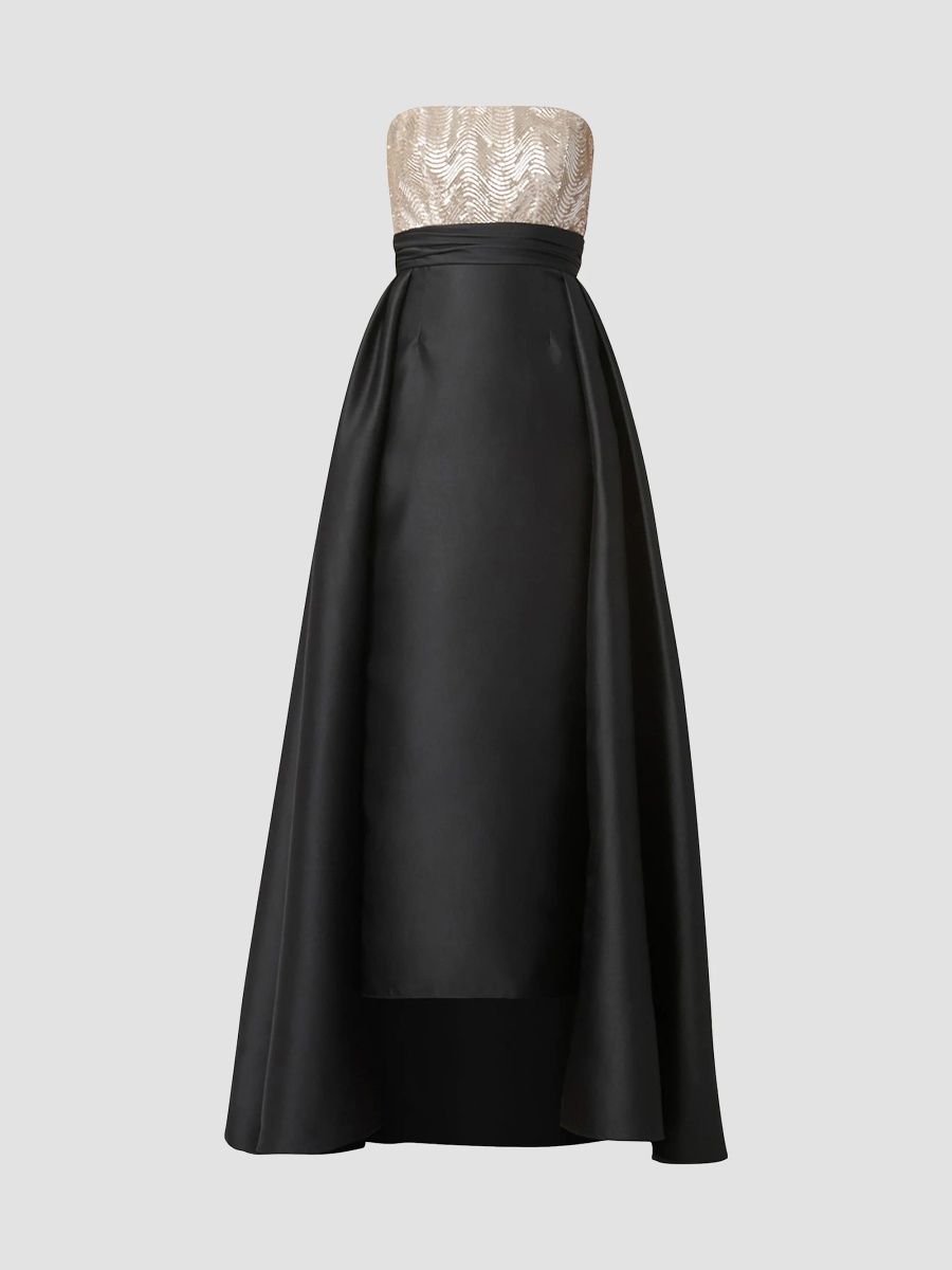Shoshanna Women's Tilly Strapless Sequined Gown - Champagne Jet - Size 12