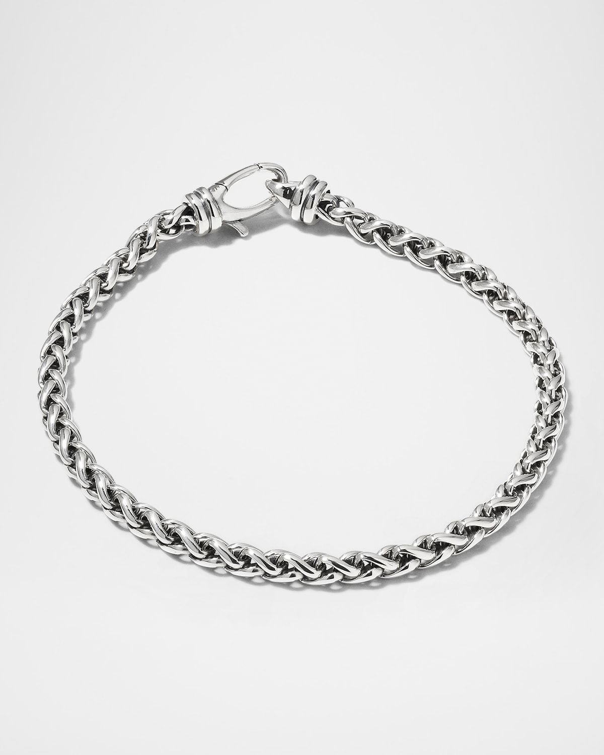Men & apos;s Wheat Chain Bracelet in Silver, 4mm