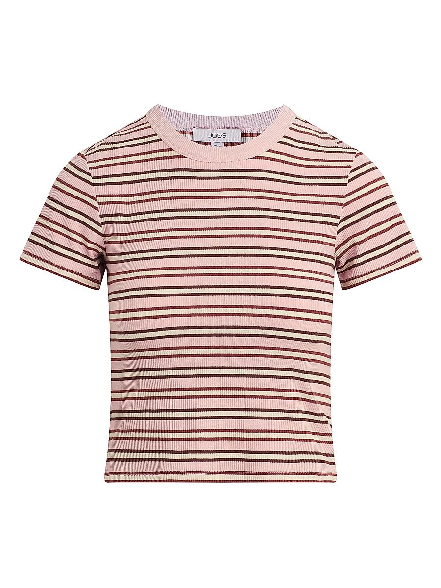 Women's The Striped Baby T-Shirt - Blush Ecru Stripe - Size XS