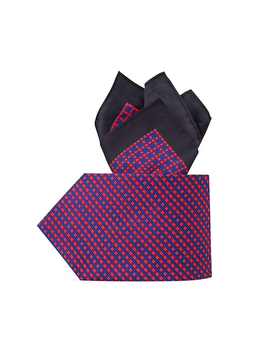 Men's Luxury Silk Tie Set - Blue Red
