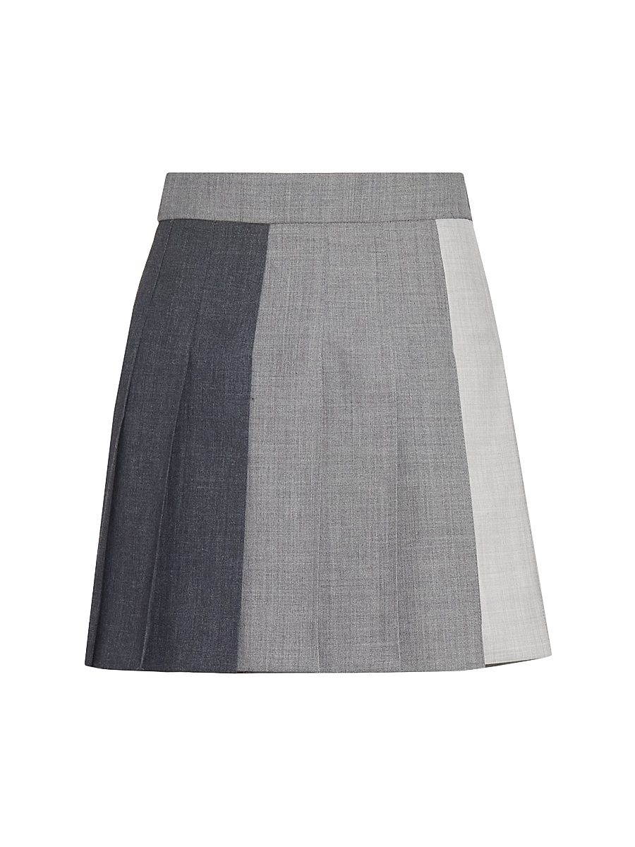 Women's Pleated Wool Miniskirt - Dark Grey - Size 8