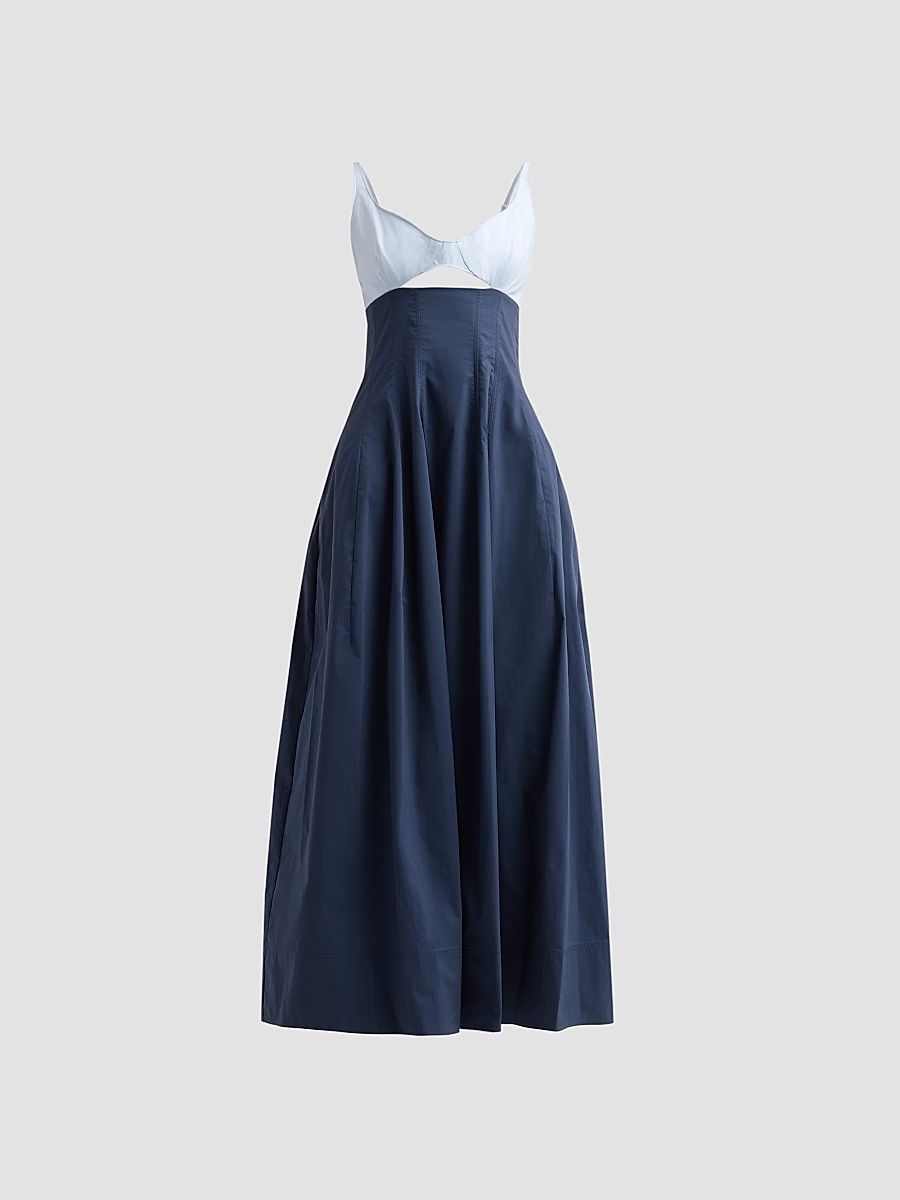 Women's Maddy Cotton-Blend Cut-Out Midi Dress - Midnight Periwinkle Sky Multi - Size 12