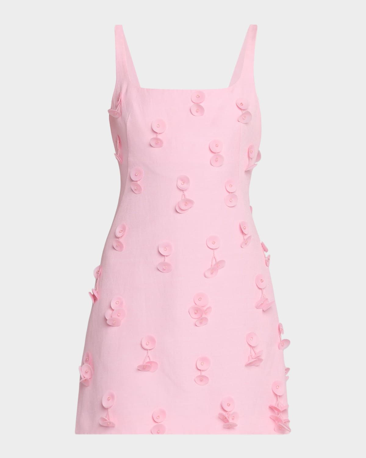 Petal Applique Square-Neck Mini Dress