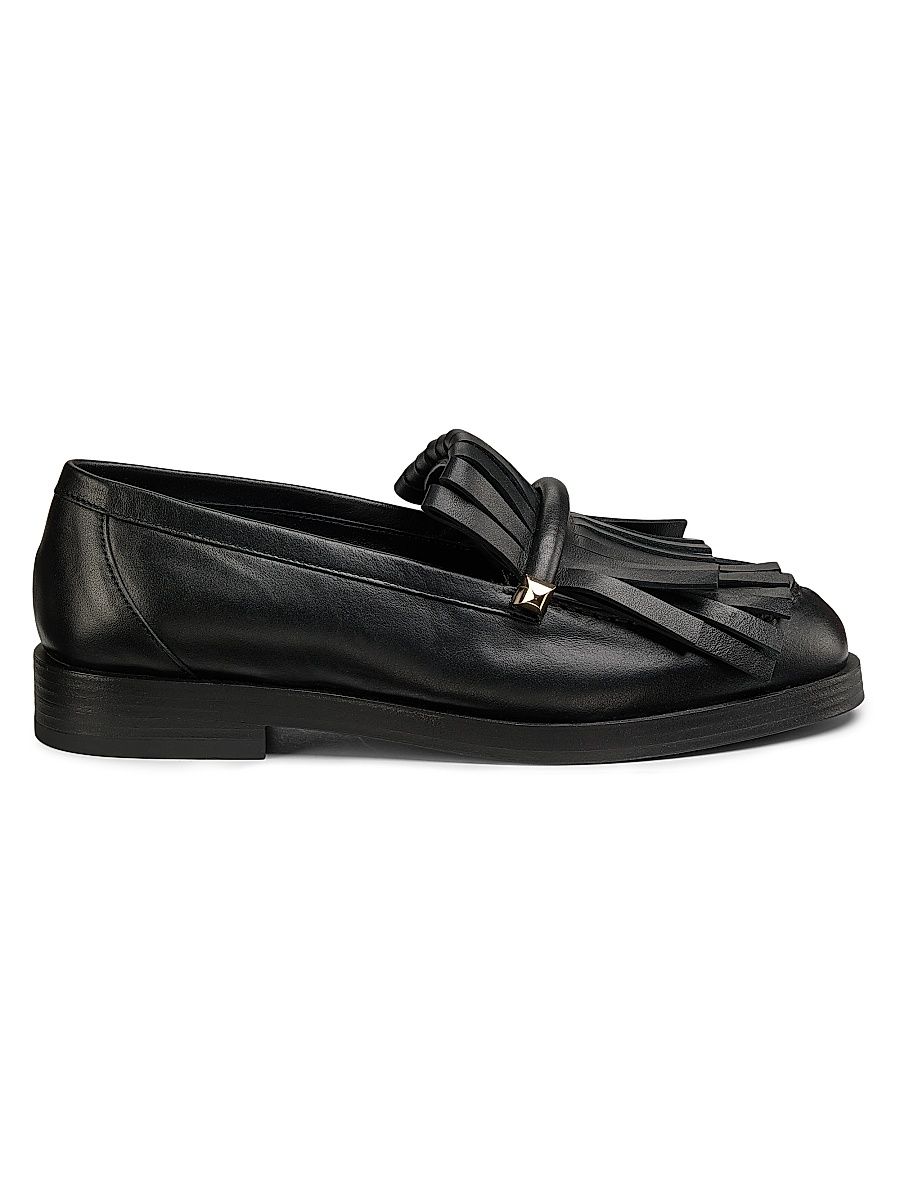 Women's Eska Kiltie Fringe Leather Loafers - Black - Size 5