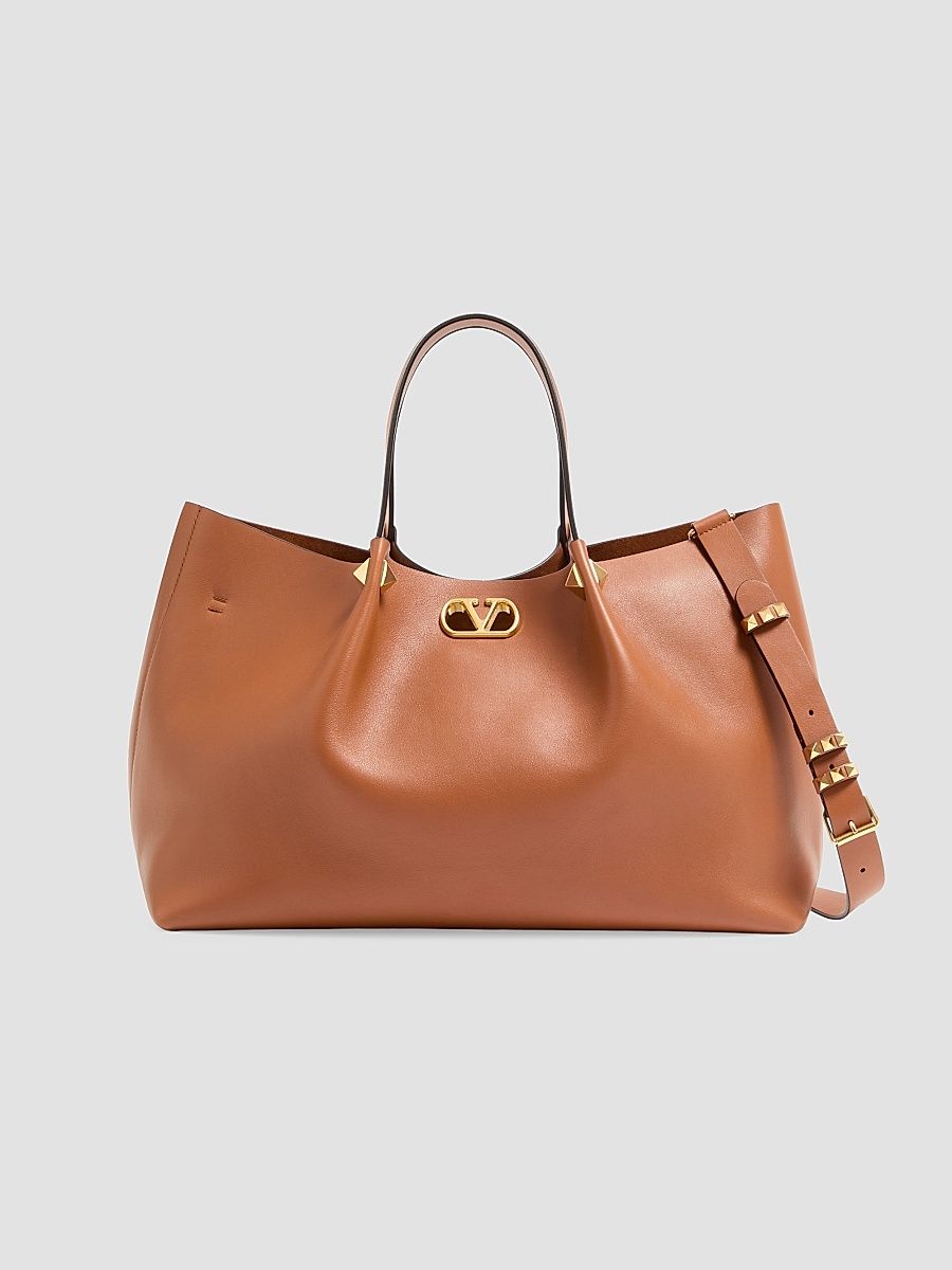 Women's Large Soft Leather Shopping Bag - Hazelnut