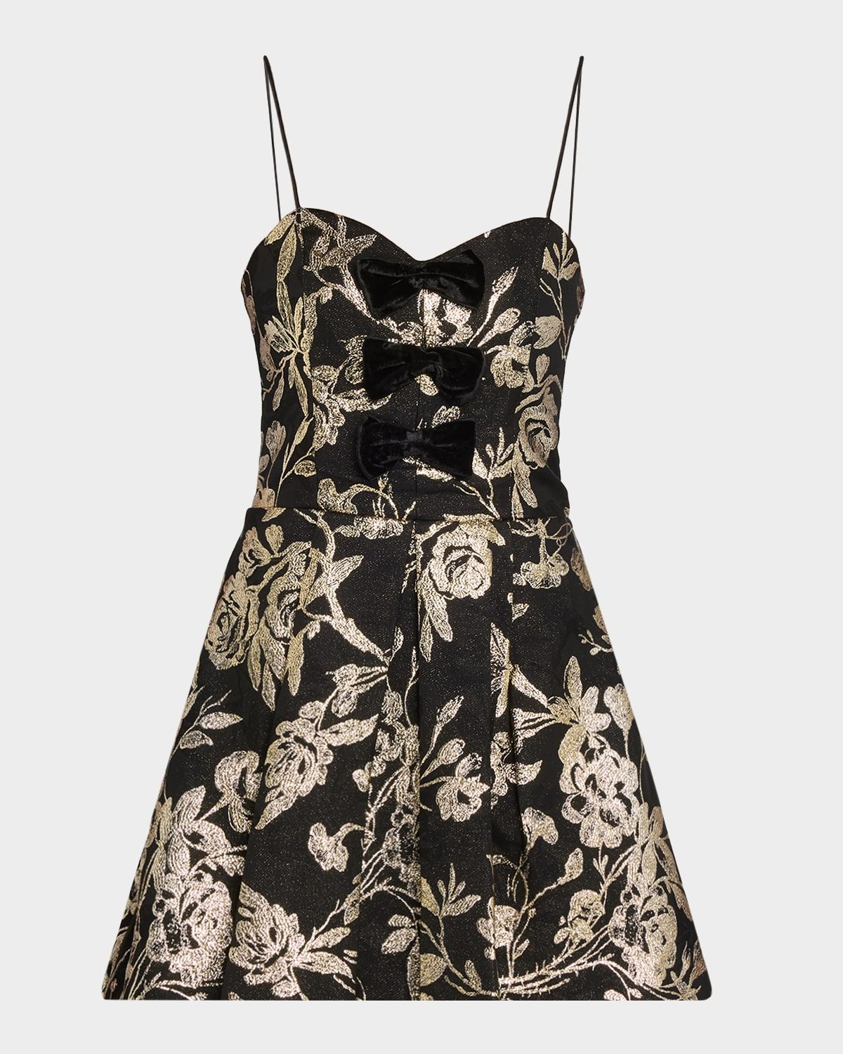 Daniela Floral Metallic Bow-Front Mini Dress