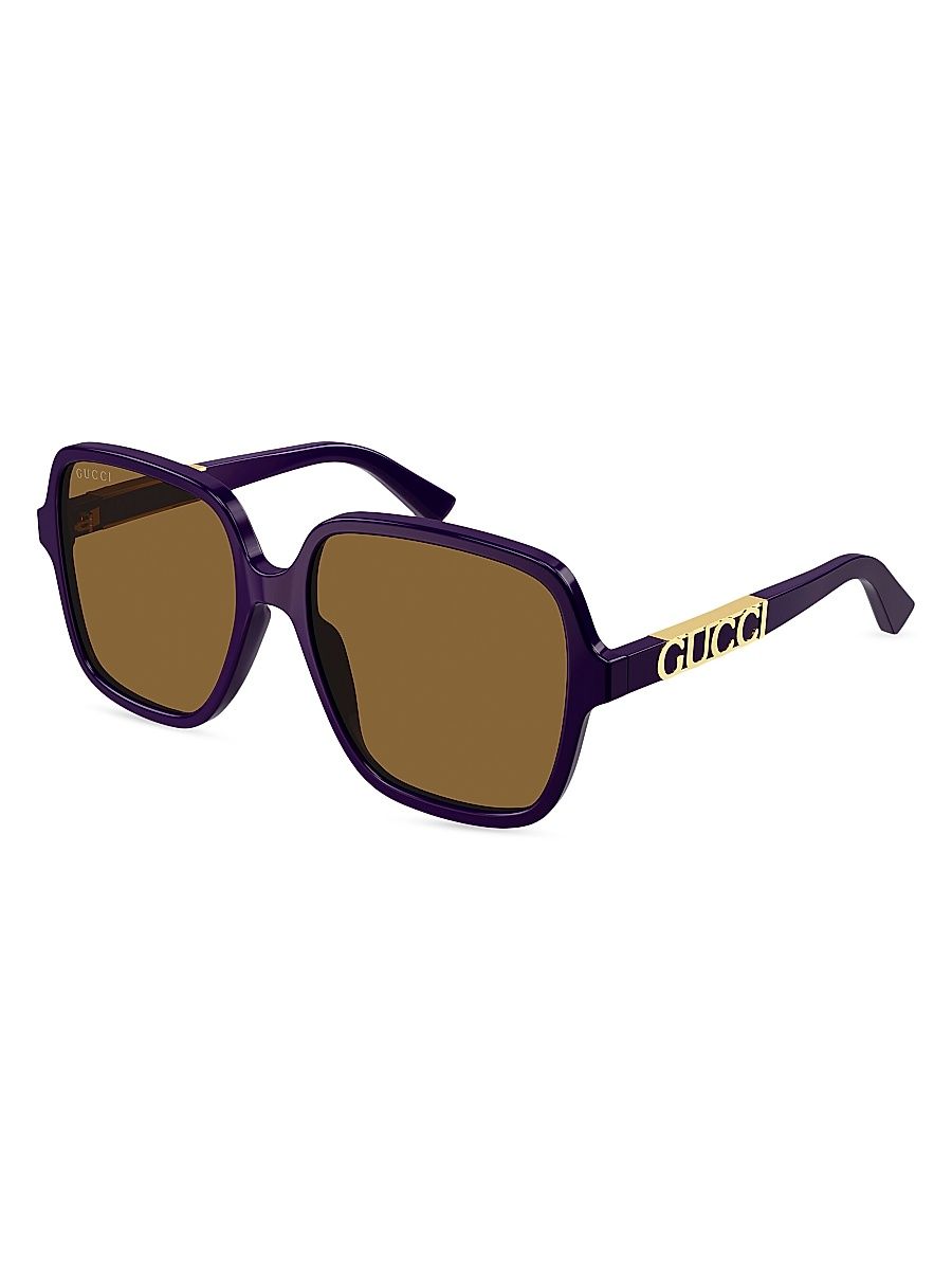 Women's Sign 58MM Square Acetate Sunglasses - Violet Brown