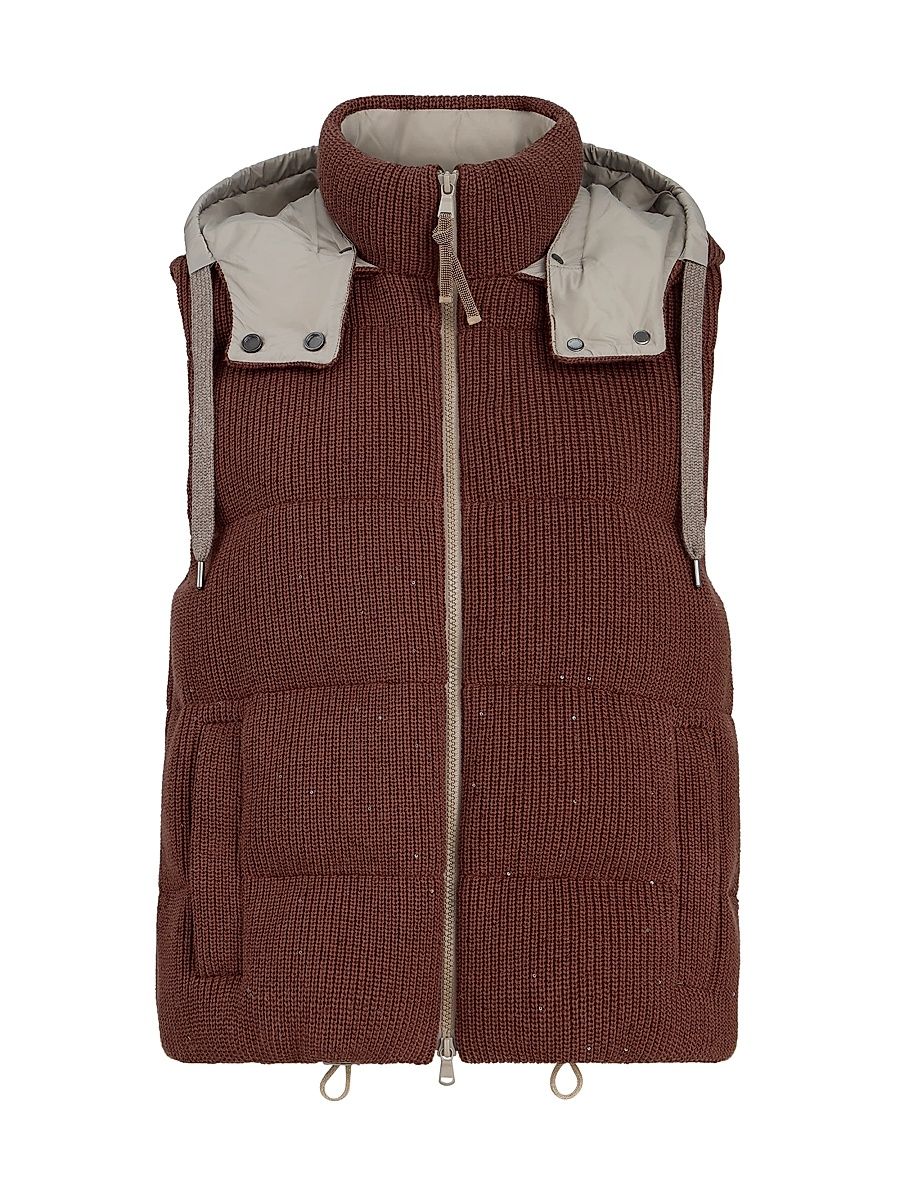 Women's Dazzling Cotton English Rib Knit Down Vest - Bordeaux - Size 4
