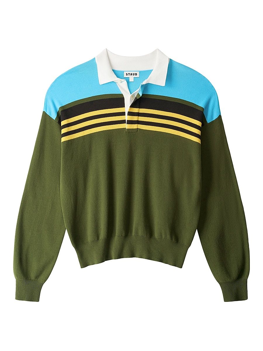 Women's Sail Striped Knit Polo Top - Cardinal Multi Stripe - Size XL