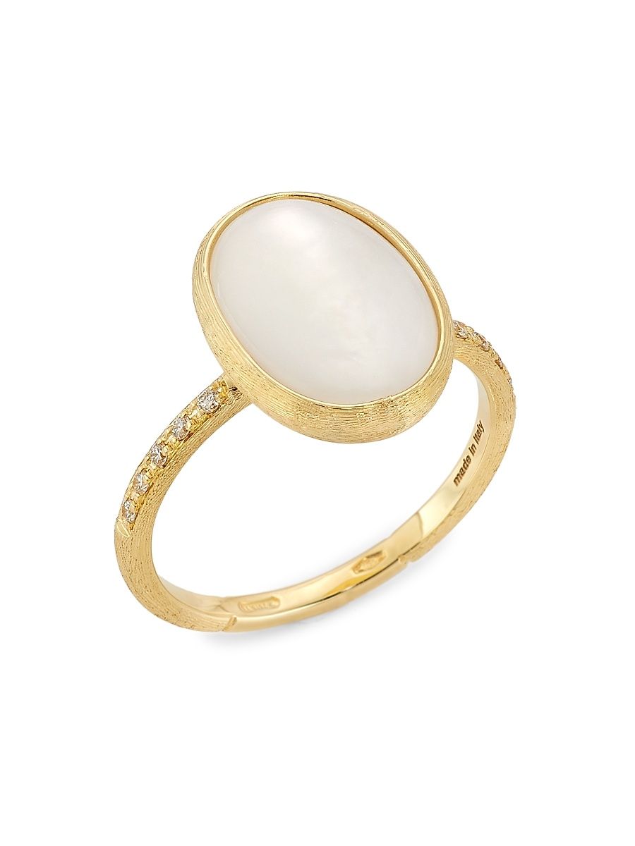 Women's Siviglia 18K Yellow Gold, 0.08 TCW Diamond & Mother-Of-Pearl Ring - Yellow Gold - Size 7